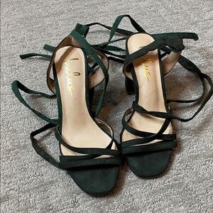 Lulu's Dark Green Strappy Heels